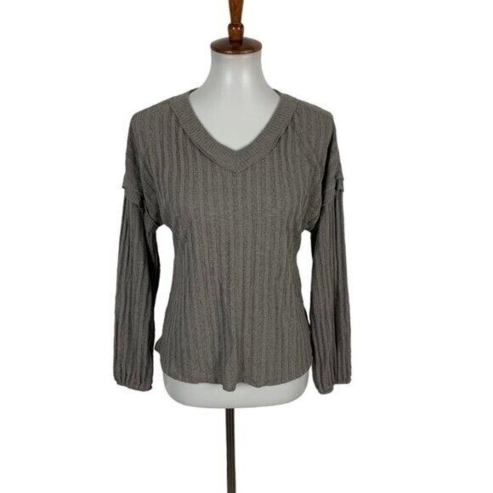 Altard State Top Small Tan Long Sleeve Casual Boho Preppy Cozy